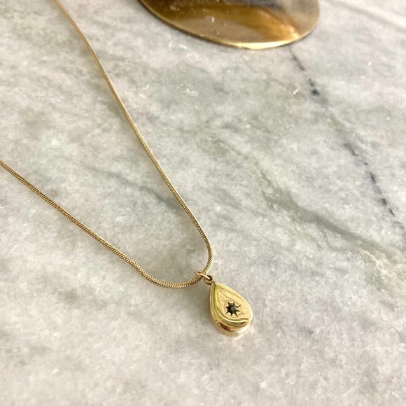 Star Constellation Water Drop Stainless Steel Gold Necklace - Picture 6 of 11